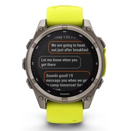 GARMIN Fenix 8 47 mm, Solar, Sapphire Titanium with Amp Yellow/Graphite Silicone Band sports watch