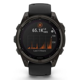 GARMIN Fenix 8 47 mm, Solar, Sapphire Carbon Gray DLC Titanium with Black/Pebble Gray Silicone sports watch