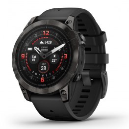 GARMIN epix Pro (Gen 2) Sapphire, 47 mm Carbon Gray DLC titanium with black silicone band sports watch