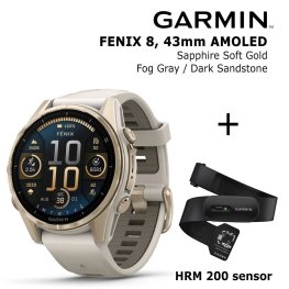 GARMIN Fenix 8 43 mm, AMOLED, Sapphire Soft Gold + HRM 200 Sensor sports watch
