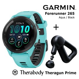 GARMIN Forerunner 265 Aqua, Black + Theragun Prime sports watch