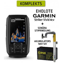 GARMIN STRIKER VIVID 4CV WITH GT20-TM TRANSDUCER + BATTERY 9AH 12V + SONAR MOUNT fishfinder
