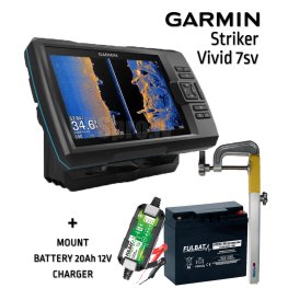 GARMIN Striker Vivid 7SV GT52HW-TM TRANSDUCER + BATTERY 20AH 12V + SONAR MOUNT + CHARGER fishfinder