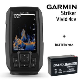 GARMIN STRIKER VIVID 4CV WITH GT20-TM TRANSDUCER + BATTERY 9AH 12V fishfinder