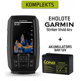 GARMIN STRIKER VIVID 4CV WITH GT20-TM TRANSDUCER + BATTERY 9AH 12V fishfinder
