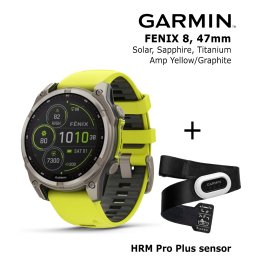 GARMIN Fenix 8 47 mm, Solar, Sapphire Titanium + Garmin HRM Pro Plus Sensor sports watch