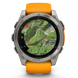 GARMIN Fenix 8 51 mm, AMOLED, Sapphire Titanium with Spark Orange/Graphite Silicone Band sports watch