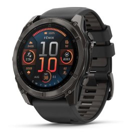 GARMIN Fenix 8 51 mm, AMOLED, Sapphire Carbon Gray DLC Titanium with Black/Pebble Gray Sil sports watch