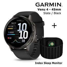 GARMIN Venu 4 - 45mm, Slate with Black + Index Sleep Monitor sports watch