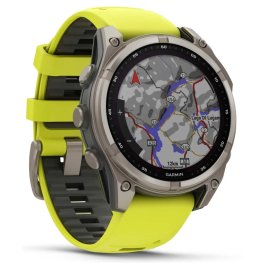 GARMIN Fenix 8 47 mm, Solar, Sapphire Titanium with Amp Yellow/Graphite Silicone Band sports watch