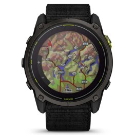 GARMIN Enduro 3 – 51 mm, Solar, Sapphire Carbon Gray DLC Titanium with Black UltraFit Nylon Strap sports watch
