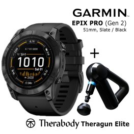 GARMIN epix Pro (Gen 2), 51 mm Slate Gray / black + Theragun Elite sports watch