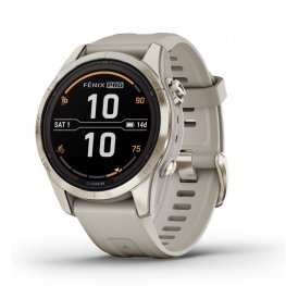GARMIN fēnix 7S Pro Sapphire Solar, Soft Gold Stainless Steel with Light Sand Band sports watch