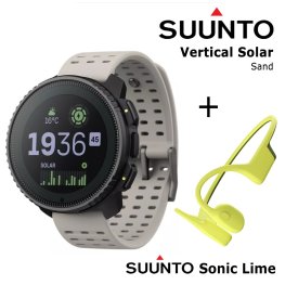 SUUNTO Vertical Solar, Sand + Suunto Sonic Lime sports watch
