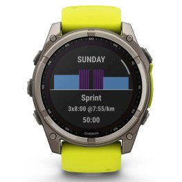 GARMIN Fenix 8 51 mm, Solar, Sapphire Titanium with Amp Yellow/Graphite Silicone Band sports watch