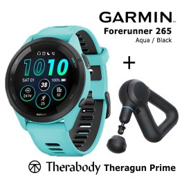 GARMIN Forerunner 265 Aqua, Black + Theragun Prime sports watch