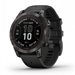 GARMIN fēnix 7 Pro Sapphire Solar Carbon Gray DLC Titanium with Black Band sports watch