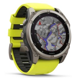 GARMIN Fenix 8 51 mm, Solar, Sapphire Titanium with Amp Yellow/Graphite Silicone Band sports watch
