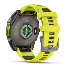 GARMIN Fenix 8 47 mm, Solar, Sapphire Titanium with Amp Yellow/Graphite Silicone Band sports watch