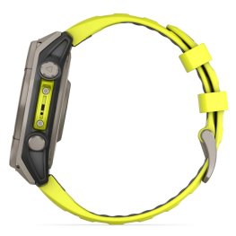 GARMIN Fenix 8 47 mm, Solar, Sapphire Titanium with Amp Yellow/Graphite Silicone Band sports watch