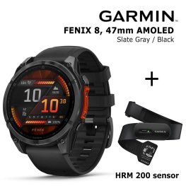 GARMIN Fenix 8 47 mm, AMOLED, Slate Gray + HRM 200 Sensor sports watch