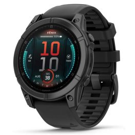 GARMIN Fenix E 47 mm, AMOLED, Slate Gray Steel with Black Silicone Band sports watch