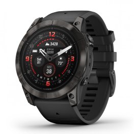 GARMIN epix Pro (Gen 2) Sapphire, 51 mm Carbon Gray DLC titanium with black silicone band sports watch