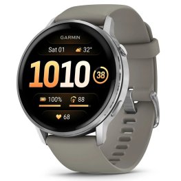 GARMIN Venu 4 - 45mm, Silver with Silver Gray Silicone Band sports watch