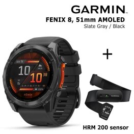 GARMIN Fenix 8 51 mm, AMOLED, Slate Gray + HRM 200 Sensor sports watch