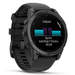 GARMIN Fenix E 47 mm, AMOLED, Slate Gray Steel with Black Silicone Band sports watch